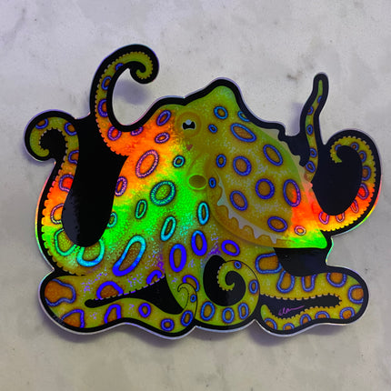 Blue Ring Octopus Sticker